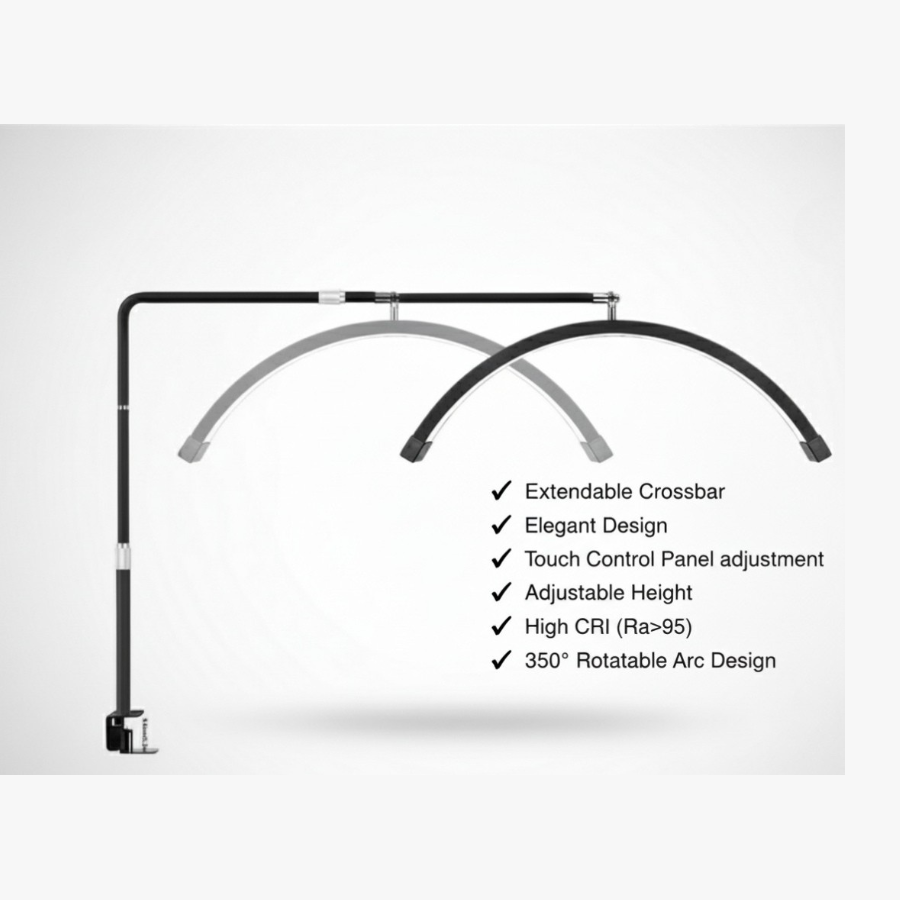 Half Moon Beauty Desk Nagellampa 25" - Klämfäste, Utdragbar