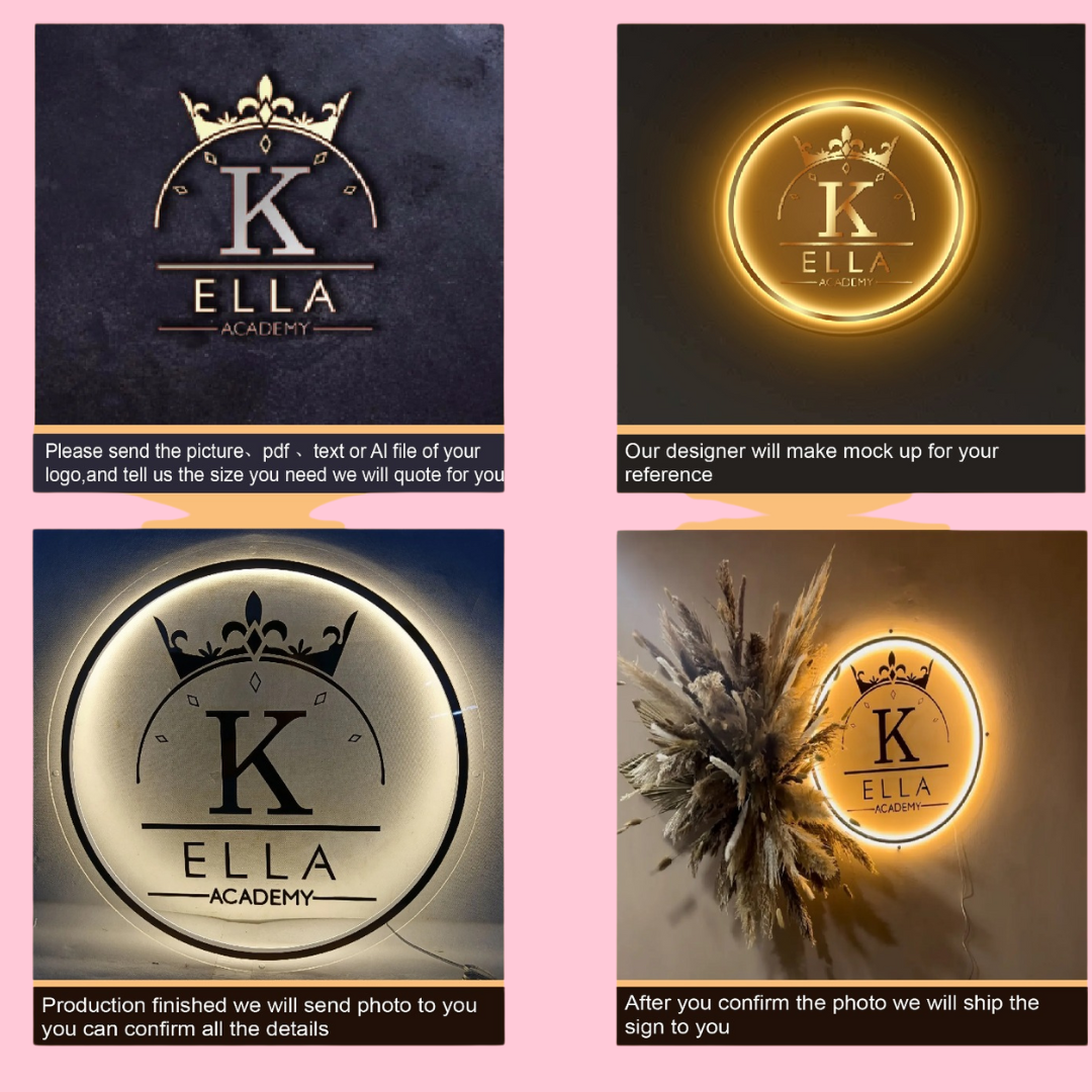 Anpassad akrylskylt med bakgrundsbelysning och LED-logotyp